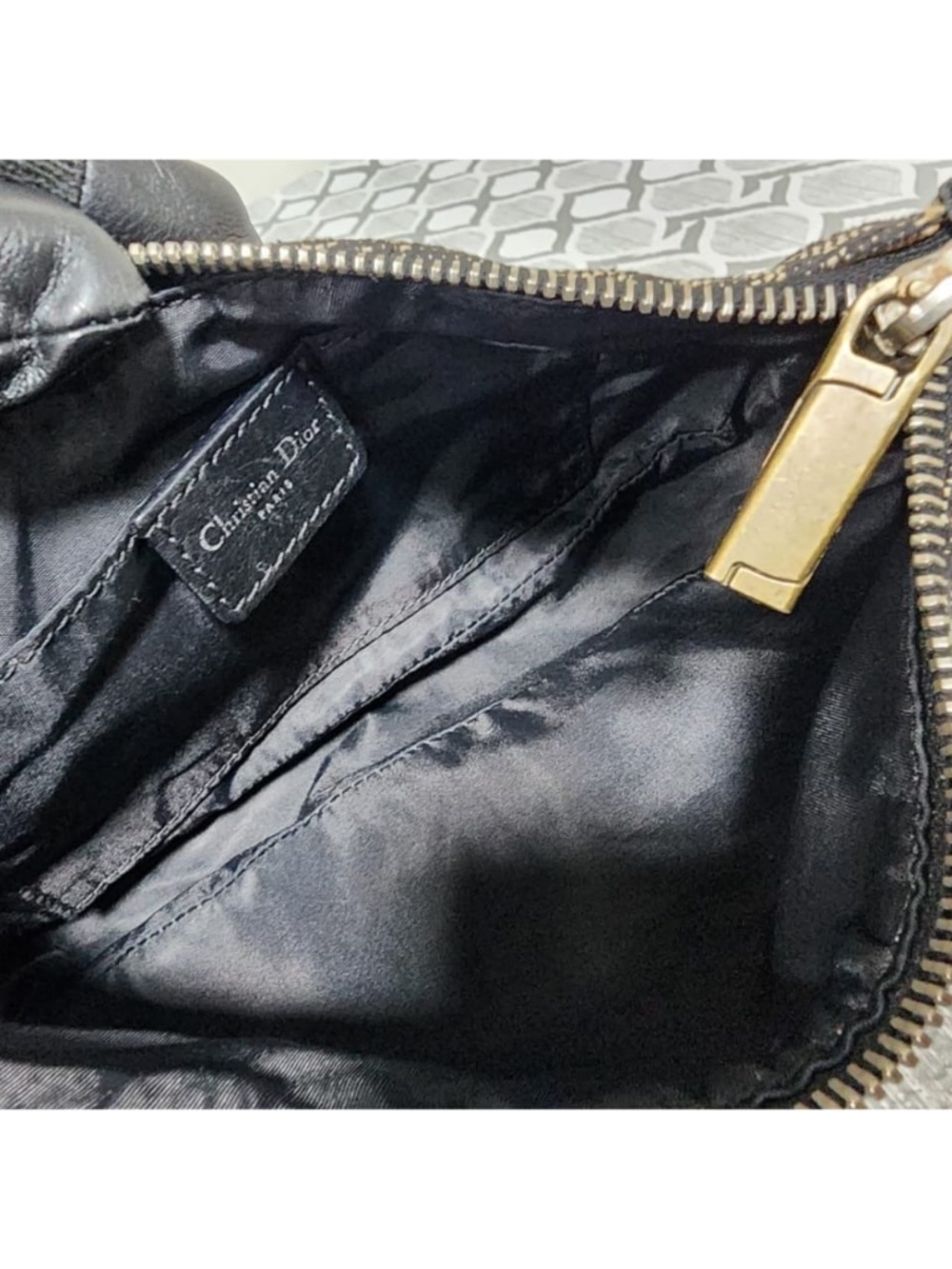 Authentic CHRISTIAN DIOR Monogram Shoulder Bag Pochette Black/Grey - Picture 8 of 13